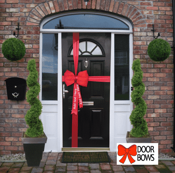 Red Satin Padded Door Bow Decorating Pack with personalised tails