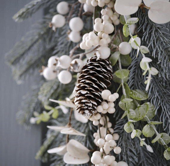 Foliage Christmas Door Swag with Berries