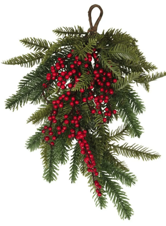 Foliage Christmas Door Swag with Berries